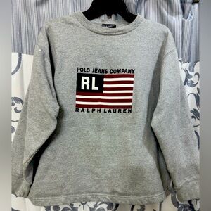 GUC Ralph Lauren Gray Crewneck Sweater with Logo Size M